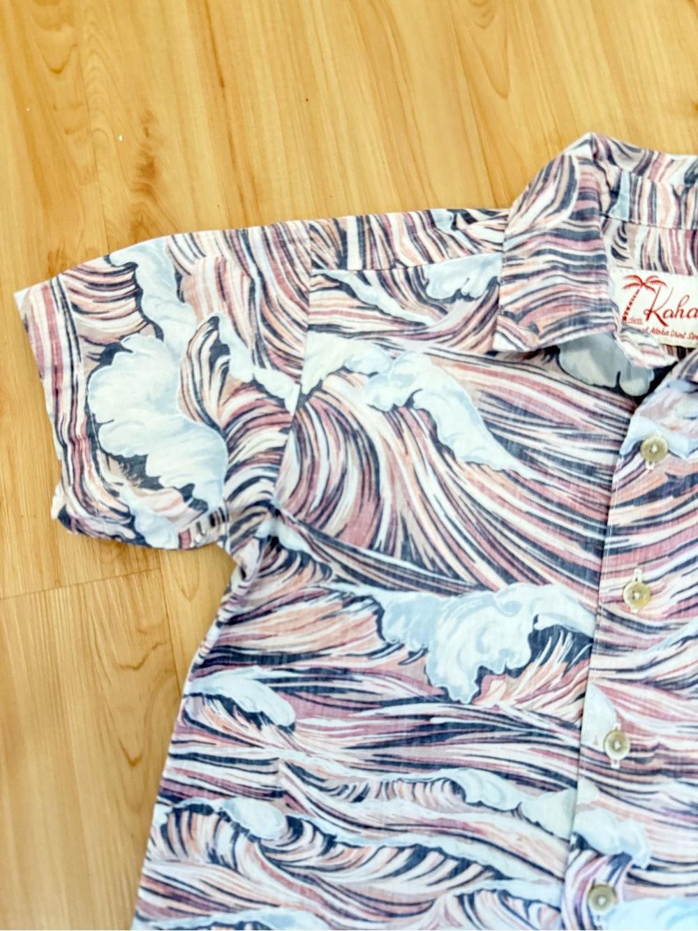 Kahala Kids Pink & Light Blue Wave-Print Button-Down Shirt